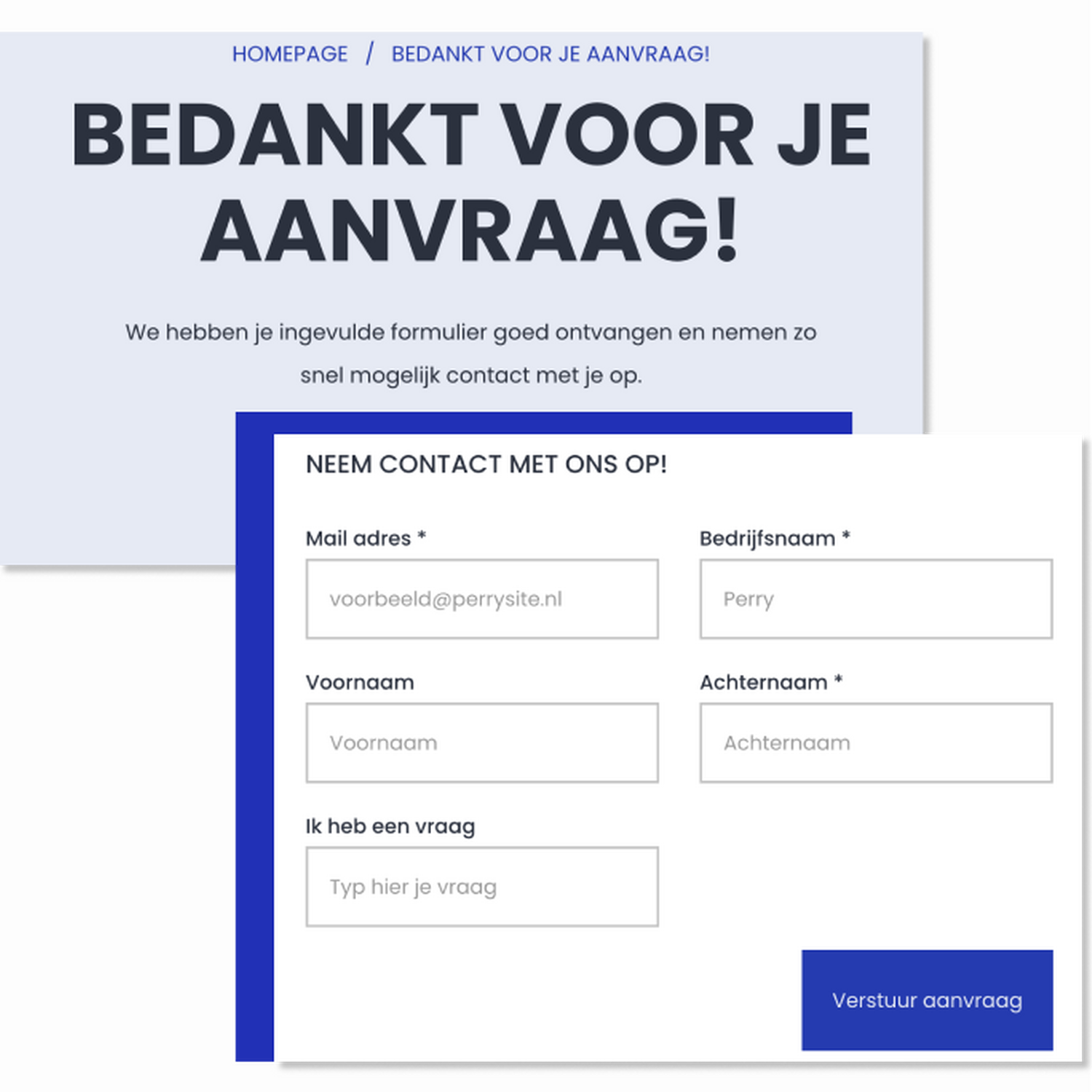 Bedankt voor je aanvraag